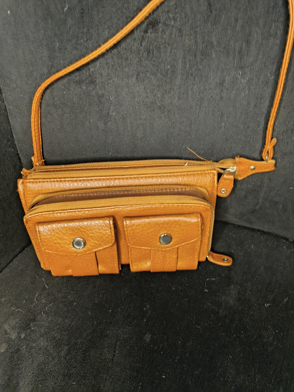 Leather Crossbody Women Bag in Tan - Classic Everyday Organizer